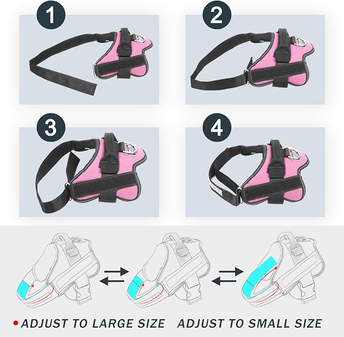 Bolux Dog Harness, No-Pull Reflective Dog Vest, Breathable Adjustable Pet Harness with Handle for Outdoor Walking - No More Pulling, Tugging or Choking (Pink, M) Bolux