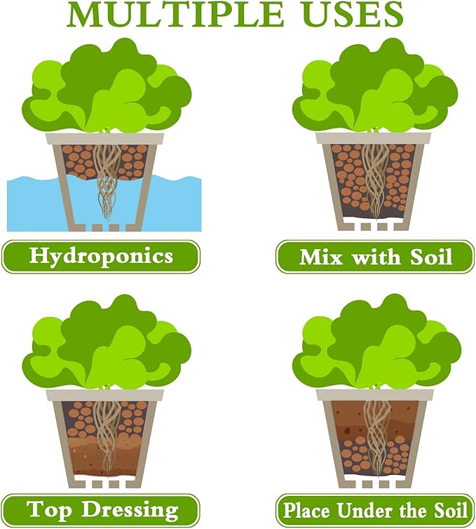 Halatool 8 LB Leca Clay Pebbles for Plants 4mm-16mm Clay Balls 100% Natural Hydroton Leca Balls for Indoor Plants Hydroponic Growing Gardening Orchids Drainage Decoration Aquaponics HALATOOL