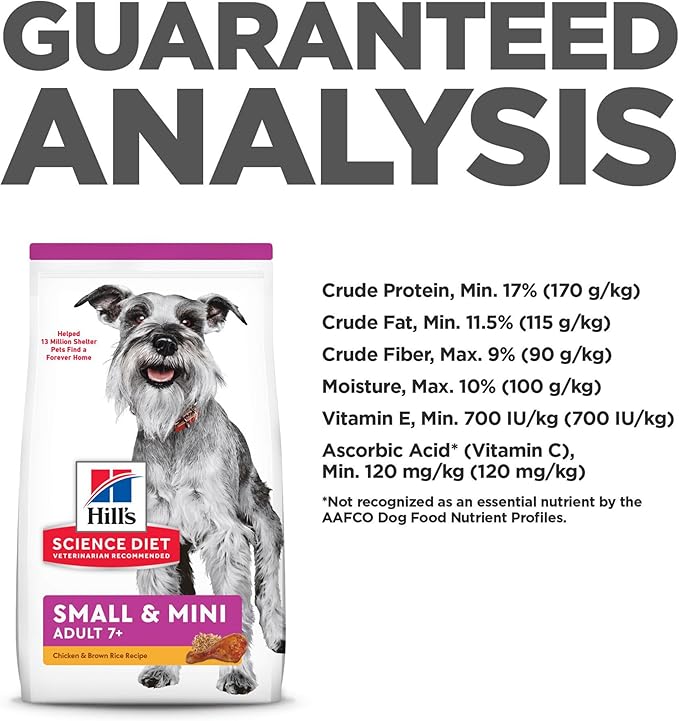 Hill's Science Diet Small & Mini, Senior Adult 7+, Small & Mini Breeds Senior Premium Nutrition, Dry Dog Food, Chicken, Brown Rice, & Barley, 4.5 lb Bag - PAWPICO