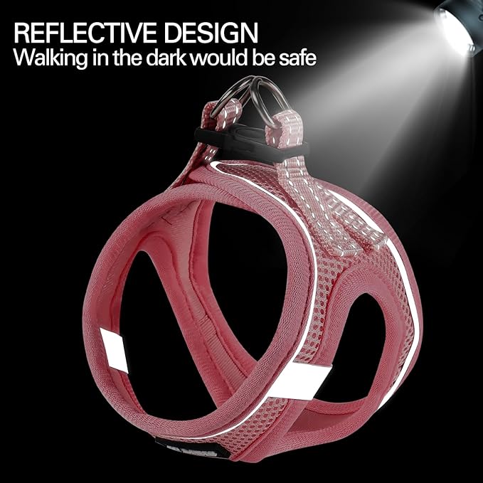 Dog Harness for Small Dogs, Small Dog Harness and Leash Set, Honeycomb Grid, Reflective Lightweight Harness & Anti-Twist Pet Lead,Dog Harness(Multi Color, Size: XS-S-M) (M, Pink) PAWPICO