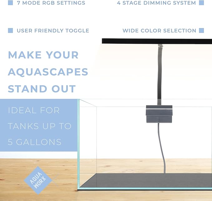 EOS LED Aquarium Light - Adjustable Aquarium Gooseneck Light with 7-Mode RGB Settings - Ideal Planted Aquarium Light - Fish Tank Light - Nano Aquarium Light - Aquarium LED Light - N7 RGB Aqua+Worx