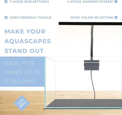 EOS LED Aquarium Light - Adjustable Aquarium Gooseneck Light with 7-Mode RGB Settings - Ideal Planted Aquarium Light - Fish Tank Light - Nano Aquarium Light - Aquarium LED Light - N7 RGB Aqua+Worx