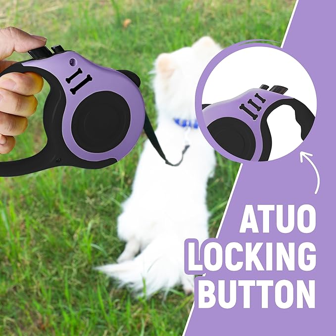 Retractable Dog Leash Automatic Telescopic Tractor Dog Tape, Pet Tape 10/16 FT Durable and Convenient, with Folding Bowl, Dispenser, Rubbish Bags, Suitable for Small and Medium Dogs LIEVUIKEN