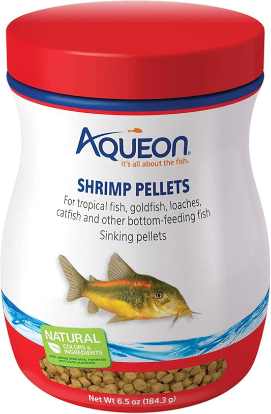 Aqueon Shrimp Pellets Sinking Food for Tropical Fish, Goldfish, Loaches, Catfish and Other Bottom Feeding Fish, 6.5 Ounces Aqueon