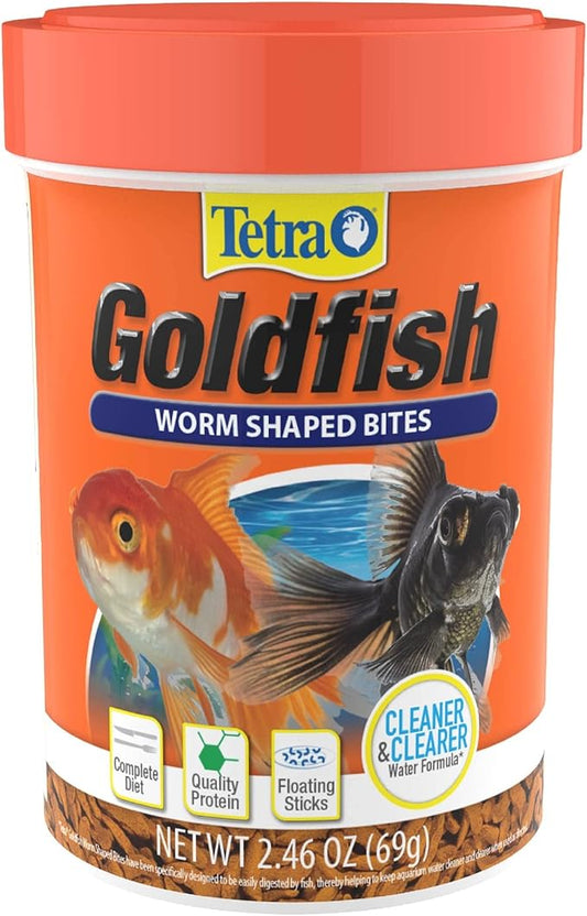 Tetra Goldfish Worm Shaped Bites Fish Food, 2.46 Oz., Complete Food for All Goldfish Tetra