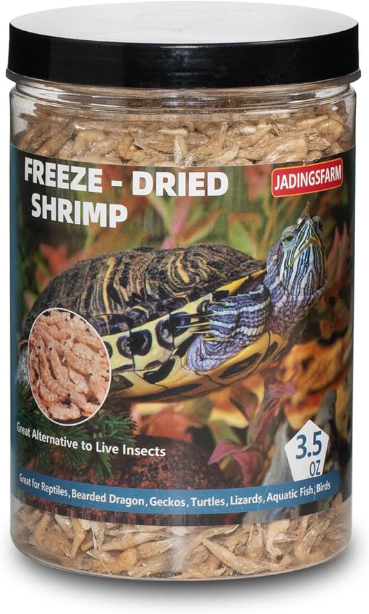 Freeze Dried Shrimp – 3.5 Oz Freeze Dried River Shrimp, Shrimp Turtle Food, Turtle Shrimp, Nutrient-Rich Shrimp Treat for Reptiles, Aquatic Turtles, Sugar Gliders, Hedgehogs, Tropical Fish Jadingfarm