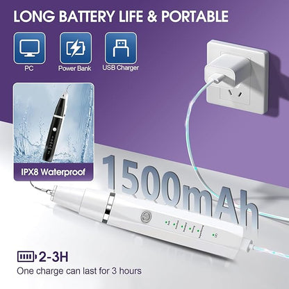 Dog Teeth Cleaning Kit-Dog Tooth Plaque Remover-Ultimate Pet Dental Care Kit - Ultrasonic Teeth Cleaner and Plaque Remover for Dogs | Complete Oral Hygiene Solution-White VVHOMIFE