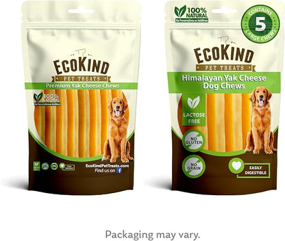 EcoKind Premium Gold Yak Cheese Himalayan Dog Chews, Dog Treats Large Breed, All Natural, High Protein, for Aggressive Chewers, Large - 5 Chews - PAWPICO