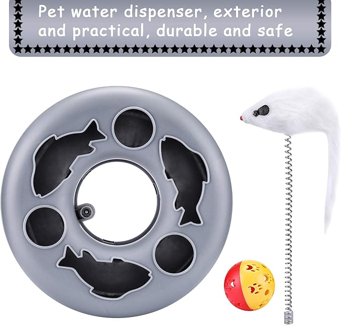 Cat Toys, Cat Toys for Indoor Cats,Interactive Kitten Toys Roller Tracks with Catnip Spring Pet Toy with Exercise Balls Teaser Mouse (Soft Grey) - PAWPICO