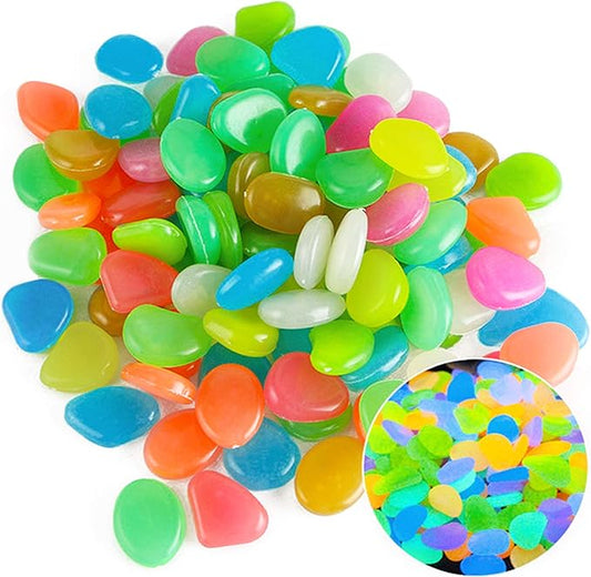 Oubest Glow in The Dark Pebbles/Glow Stones/Glowing Rocks Blue Decor for Garden/Fish Tank/Aquarium/Walkway/Driveway/Plant Pots/Bonsai (500, Multi-Colored) Outbest