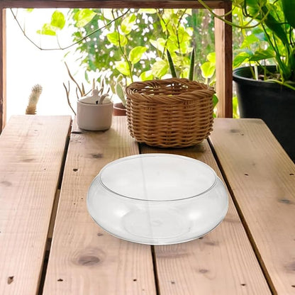 Clear Fish Bowl Vase Bubble Bowl Round Shallow Planter Plastic Container Fish Bowl Aquatic Plant Pot Daffodil Pot Hydroponic Planter Fish Tank Aquarium Bowl PAWPICO