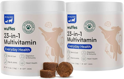 Wuffes 23-in-1 Chewable Dog Multivitamin&Supplements Bundle - Dog Multivitamin for Small&Large Breed - 2 Pack - 60 Count Wuffes