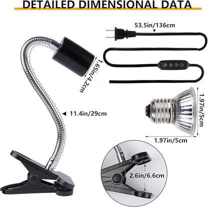 Turtle Basking Light (Cycle Timer), Tortoise Lamp UVA UVB Heat Bulbs -2 Pack 50W, 360°Rotatable Turtle UVA/UVB Basking Heat Light Bulb for Lizard, Beared Dragon REPTIHOME