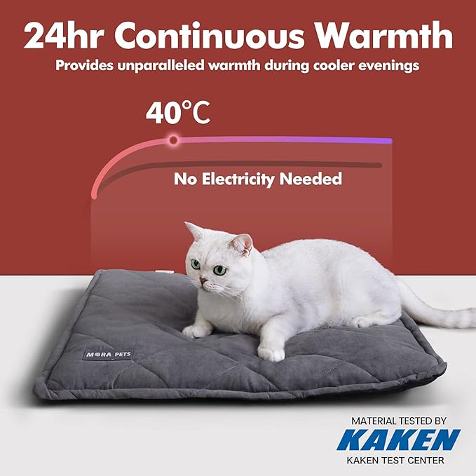 Mora Pets Self Heating Cat Bed Self Warming Cat Pad Ultra Warm Thermal Cat Mat Pet Bed 24 x 18 Inches with Removable Cover Outdoor Indoor for Cats and Small Dogs Machine Washable - PAWPICO