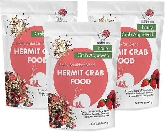 Snout and Shell Hermit Crab Food - Eco Animal Pet Snack Treat for Protein & Nutrients - Aquatic Pet Animal Snack Treat (3pack-Fruity Breakfast Blend) SNOUTANDSHELL