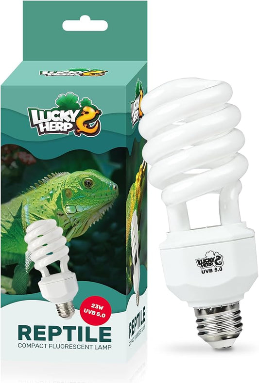 LUCKY HERP UVA UVB Reptile Light 5.0, Tropical UVB 100 Compact Fluorescent Lamp, UVB Light for Reptiles 23W, UVA UVB Reptile Light Bulb, UVB Bulb for Reptiles Chameleons Lizards Tortoises Snakes LUCKYHERP