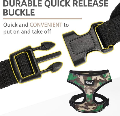 PUPTECK Soft Mesh Dog Harness and Leash Set Pet Puppy Cat Comfort Padded Vest No Pull Harnesses, Camouflage, M PUPTECK