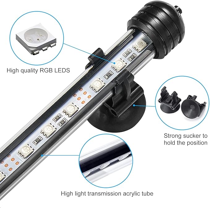 GreenSun Fish Tank Aquarium Light: Submersible Led Lamp - 22 Inch Waterproof Strip Spotlight with APP Control GreenSun