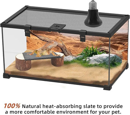 Bearded Dragon Basking Platform with Wooden Pile,Reptiles Hideout Cave,Turtle Basking Rock,Terrarium Habitat Decor Tank Accessories for Tortoise Lizards Snakes Chameleon Style B Gxsdj