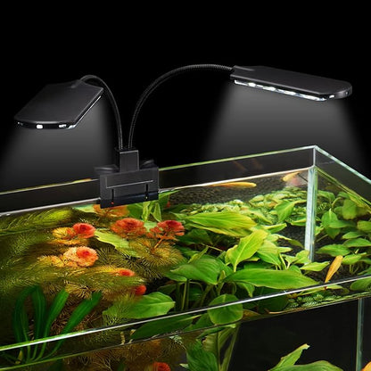 WEAVERBIRD Double Head Aquarium Fish Tank Light 15W 32 LED Aquarium Planted Clip Lamp 1600LM White LED Lighting for 8-15 Inch Fish Tank WEAVERBIRD