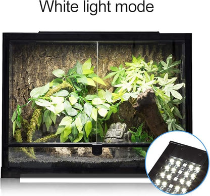 REPTI ZOO Reptile Aquarium Terrarium LED Light Ultra-thin Day and Night Light for Reptiles Aquarium Light, 3-Color Modes LED Light Hood 15W for 18 inch or Larger Terrariums for Reptile Plant Fish Tank REPTIZOO