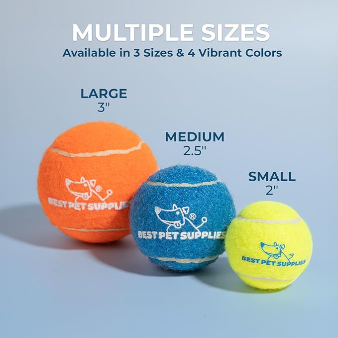 Best Pet Supplies Squeaky Tennis Toys for Dogs, 4-Pack, Heavy-Duty Interactive Pet Toys for Throwing and Fetching, Supports Exercise and Natural Behavior Training, Durable - Small - PAWPICO