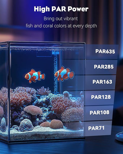 Pawfly 15 W Saltwater Aquarium Light Clip On LED Reef Light for Corals Dimmable LED Aquarium Light with Touch Control Marine Fish Tank Light with Adjustable Brightness Brilliant Blue White Red Lights Pawfly