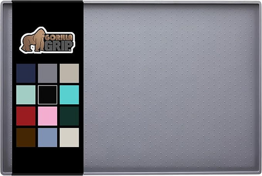 Gorilla Grip 100% Waterproof Raised Edge BPA Free Silicone Pet Feeding Mat, Dog Cat Food Mats Contain Spills Protects Floors, Placemats for Cats and Dogs Water Bowl, Pets Accessories 32x24 Gray - PAWPICO