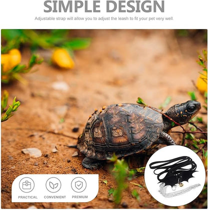 POPETPOP Turtle Harness and Leash with Wings : Adjustable Tortoise Harness Strap Collar Leash Control Rope for Turtle(Black, Size S) POPETPOP