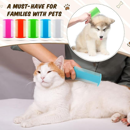 Hushee 100 Pcs Flea and Tick Grooming Tool - Double Sided Comb for Small Pets, Kittens and Puppies (5 Colors) Hushee