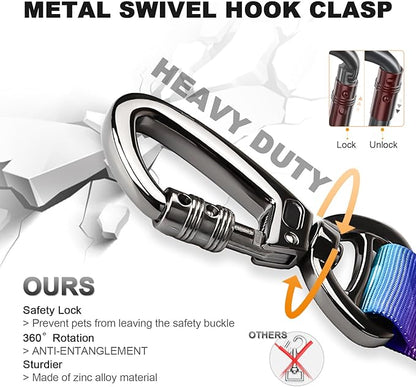 Tactical Dog Collar and Bungee Leash,Military Dog Collar & Leash Set with USA American Flag Adjustable K9 Collar with Heavy Duty Metal Buckle & Handle,with Patches and Airtags Case (Gradient, L) Celifelight