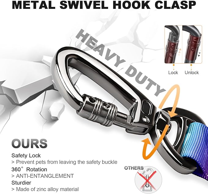 Tactical Dog Collar and Bungee Leash,Military Dog Collar & Leash Set with USA American Flag Adjustable K9 Collar with Heavy Duty Metal Buckle & Handle,with Patches and Airtags Case (Gradient, XL) Celifelight