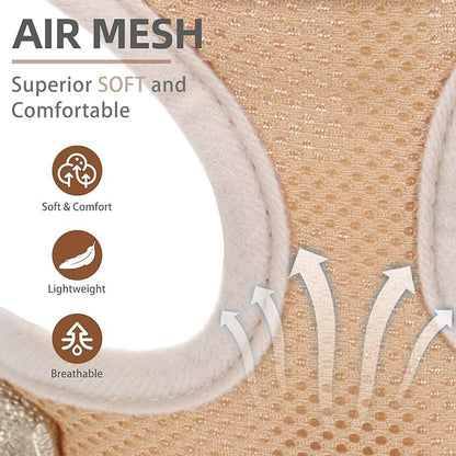 PUPTECK Soft Mesh Dog Harness and Leash Set Pet Puppy Cat Comfort Padded Vest No Pull Harnesses, Solid Beige, XS PUPTECK