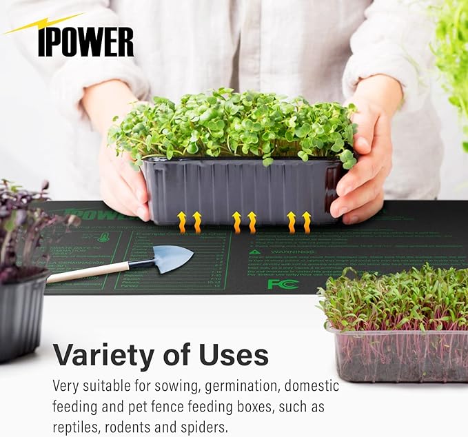 iPower 48” x 20.75” Seeding Heat Mat Upgraded Carbon Film Indoor Warm Hydroponic Plant Germination Starting Pad Durable Waterproof, 48" x 20.75", Black iPower