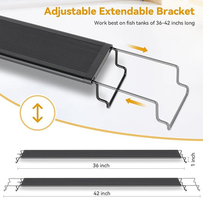 hygger 36W LED Aquarium Light, 36-42 Inch Fish Tank Light with Timer Auto On/Off, Sunrise Sunset Mode, Adjustable Brightness and Colors, Full Spectrum Light with Extendable Brackets for Freshwater hygger