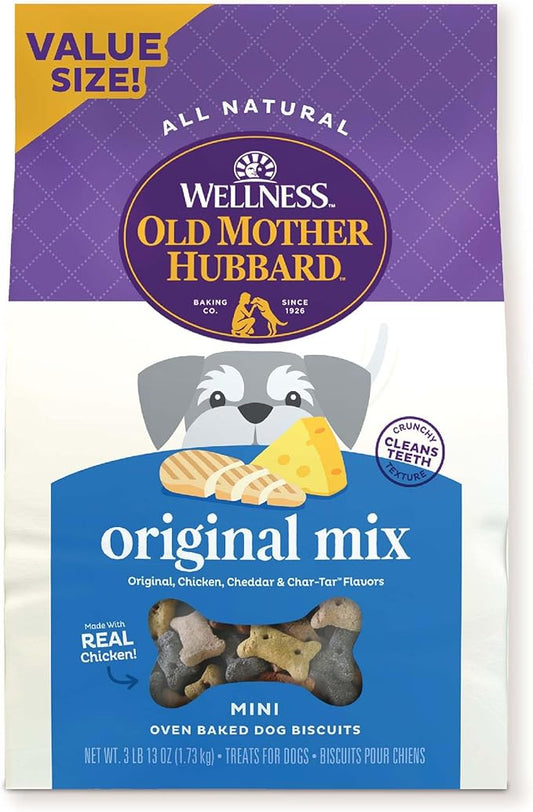 Old Mother Hubbard by Wellness Classic Original Mix Natural Dog Treats, Crunchy Oven-Baked Biscuits, Ideal for Training, Mini Size, 3 lbs 13 oz pound bag - PAWPICO