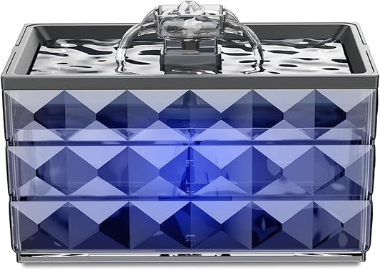 Cat Water Fountain, 135oz/4L Ultra Quiet Automatic Pet Water Fountain with Colorful LED Indicator for Water Shortage Alert, Dog Water Dispenser with Replacement Filters (Grey) - PAWPICO