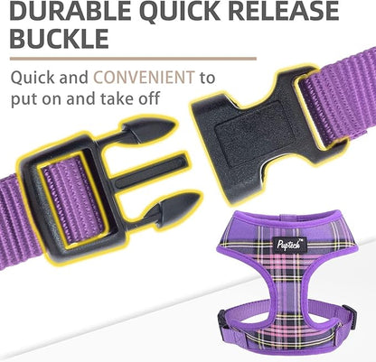 PUPTECK Soft Mesh Dog Harness and Leash Set Pet Puppy Cat Comfort Padded Vest No Pull Harnesses, Purple, XS PUPTECK