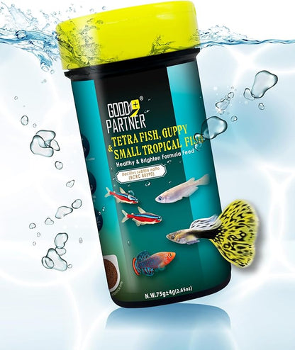Purify Series for Tetra Fish Food, Small Tropical Sinking Pellets, Suitable for Betta, Guppy Fish, All Natural Ingredients, Balanced Composition of Fish Feed, 2.65 oz (Pack of 1) GOODPARTNERFishFoodPurifySeries
