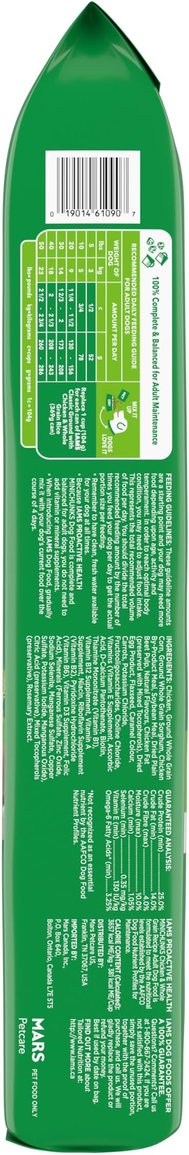 IAMS Proactive Health Minichunks Adult Dry Dog Food with Real Chicken and Whole Grains, 15 lb. Bag - PAWPICO