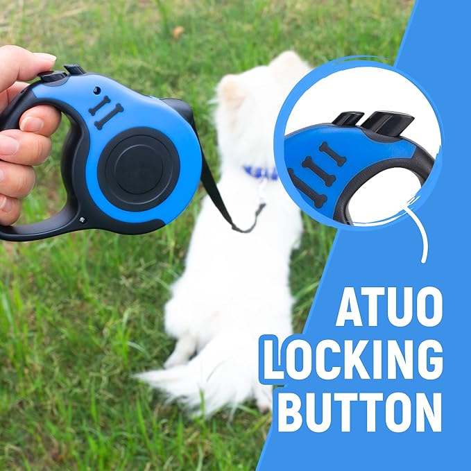 Retractable Dog Leash Automatic Telescopic Tractor Dog Tape, Pet Tape 10/16 FT Durable and Convenient, with Folding Bowl, Dispenser, Rubbish Bags, Suitable for Small and Medium Dogs LIEVUIKEN