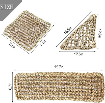PINVNBY Bearded Dragon Hammock,Reptile Lizard Lounger Natural Seagrass Habitat Decoration Reptiles Tank Accessories Jungle Climber Vines Flexible Leaves Climbing Decor for Gecko Chameleon Snakes PINVNBY