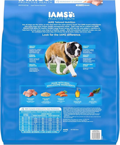 IAMS Proactive Health Healthy Weight Control Large Breed Adult Dry Dog Food with Real Chicken, 29.1 lb. Bag - PAWPICO