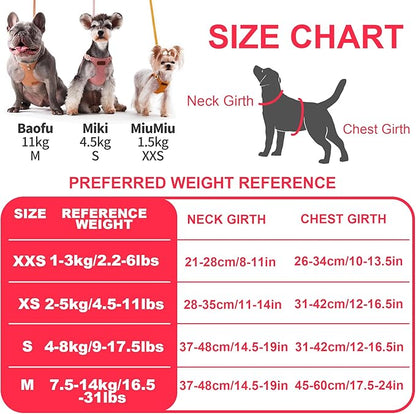 Puppytie No Pull XXS Puppy Harness with Multifunction Dog Leash,Soft Adjustable No Choke Escape Proof Pet Harness Vest,Pink,XXS - PAWPICO