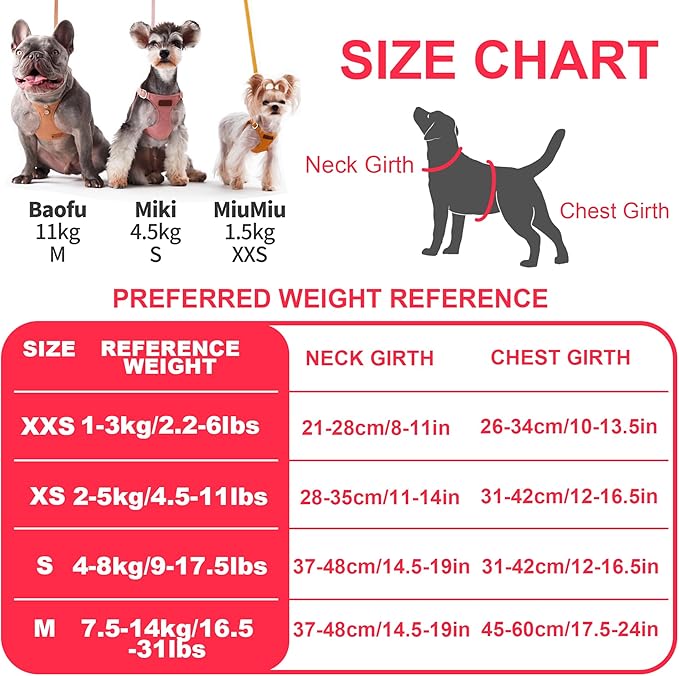 Puppytie No Pull Small Dog Harness with Multifunction Dog Leash,Lightweight Soft Adjustable No Choke Escape Proof Pet Harness Vest Pet Harness Vest,Pink,S - PAWPICO