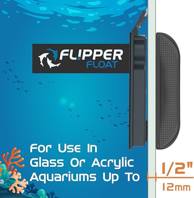 FL!PPER Flipper Cleaner Float - 2-in-1 Floating Magnetic Aquarium Glass Cleaner - Fish Tank Cleaner - Scrubber & Scraper Aquarium Cleaning Tools - Floating Fish Tank Cleaner, Standard FLPPER