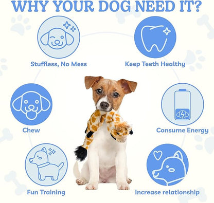 SHARLOVY Dog Squeaky Toys No Stuffing 5 Pack Plush Dog Toys for Medium Dog Toys Crinkle Dog Toys Durable Dog Chew Toys Cute Animals Puppy Toys for Teething Pet Toys - PAWPICO