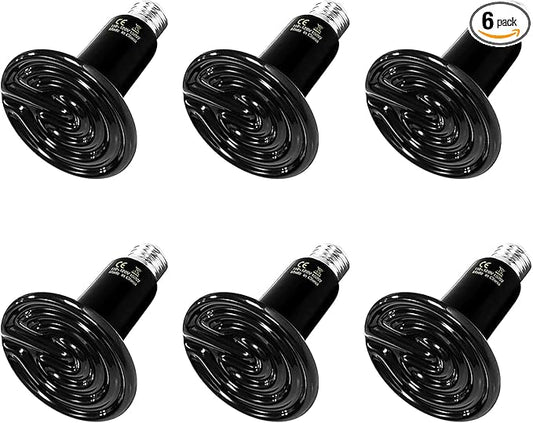 HealSmart Reptile Heat Lamp Bulb Ceramic Heat Emitter 150W No Light Emitting Brooder Coop Heater for Amphibian Pet & Incubating Chicken, Black HealSmart