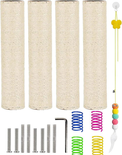 BNOSDM M8 15.75”x3.15” Replacement Scratching Post for Cat Tree Tower Rope Scratch Poles Refill 4 Pcs Natural Sisal Pole Part for Refurbishment Hemp White - PAWPICO