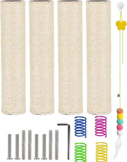 BNOSDM M8 15.75”x3.15” Replacement Scratching Post for Cat Tree Tower Rope Scratch Poles Refill 4 Pcs Natural Sisal Pole Part for Refurbishment Hemp White - PAWPICO